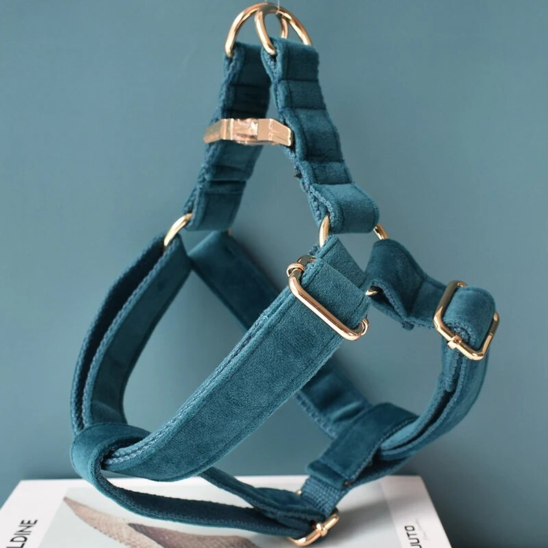 Gepersonaliseerde hondenharnas blauw