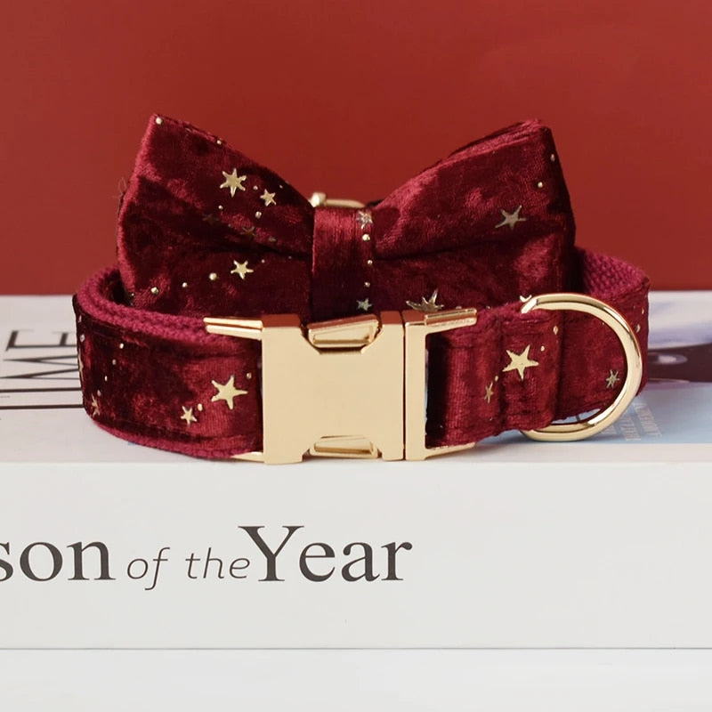 Gepersonaliseerde hondenhalsband rood met sterretjes