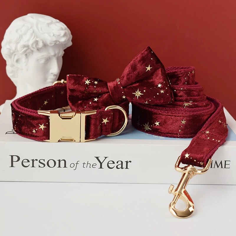 Gepersonaliseerde hondenhalsband rood met sterretjes