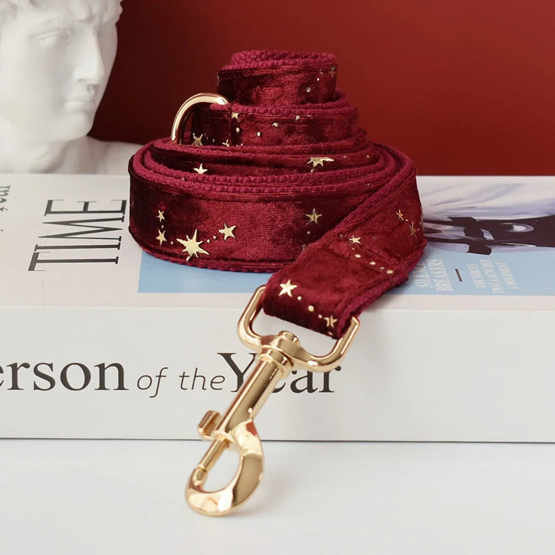 Gepersonaliseerde hondenhalsband rood met sterretjes