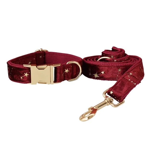 Gepersonaliseerde hondenhalsband rood met sterretjes